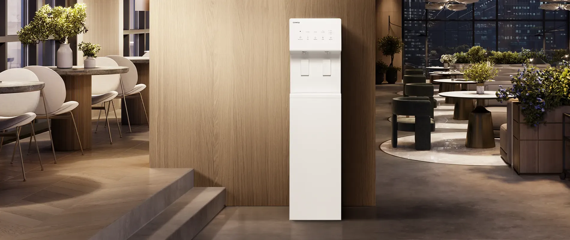 고급 레스토랑에 설치된 CHP-5722L 정수기